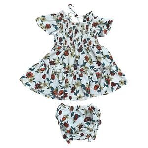 Ivy City Co 3-6 Months Tie Neck Dress & Bloomers Floral Baby Girl Smocked 3/6